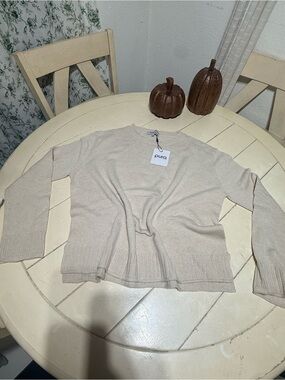 Pura cashmere Beige Crewneck Sweater - Women's Lightweight Knit
